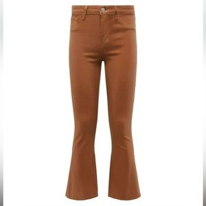 L’Agence coated high rise cropped flare jeans